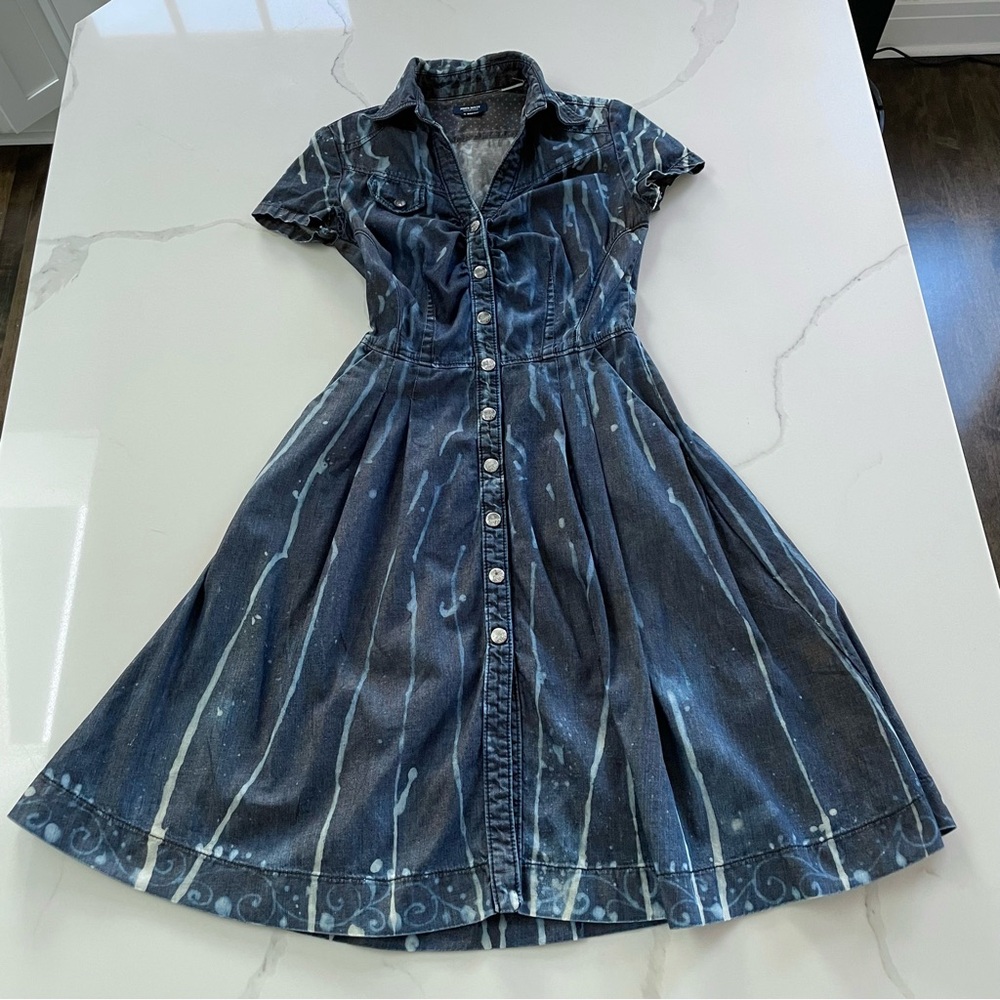 Miss Sixty Collection Denim Acid Wash Midi Dress, Size XS